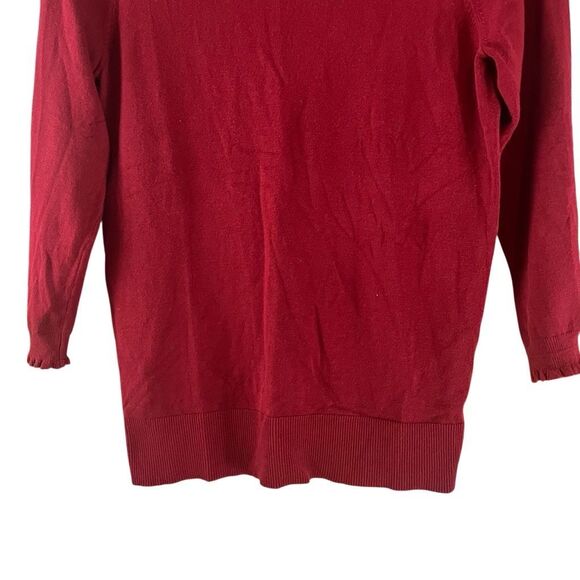 Max Studio Lettuce Trim 3/4 Sleeve Burgundy Sweater Size Medium - Picture 3 of 5